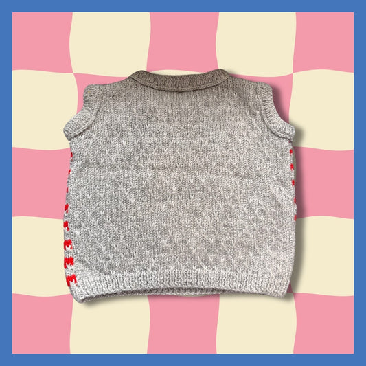 Kids sleeveless sweater grey and red