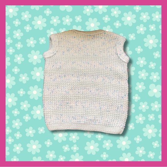 Blue sweater with tiny blue and violet dots