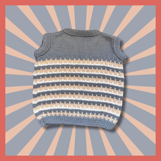 Grey sleeveless kids pullover stripes