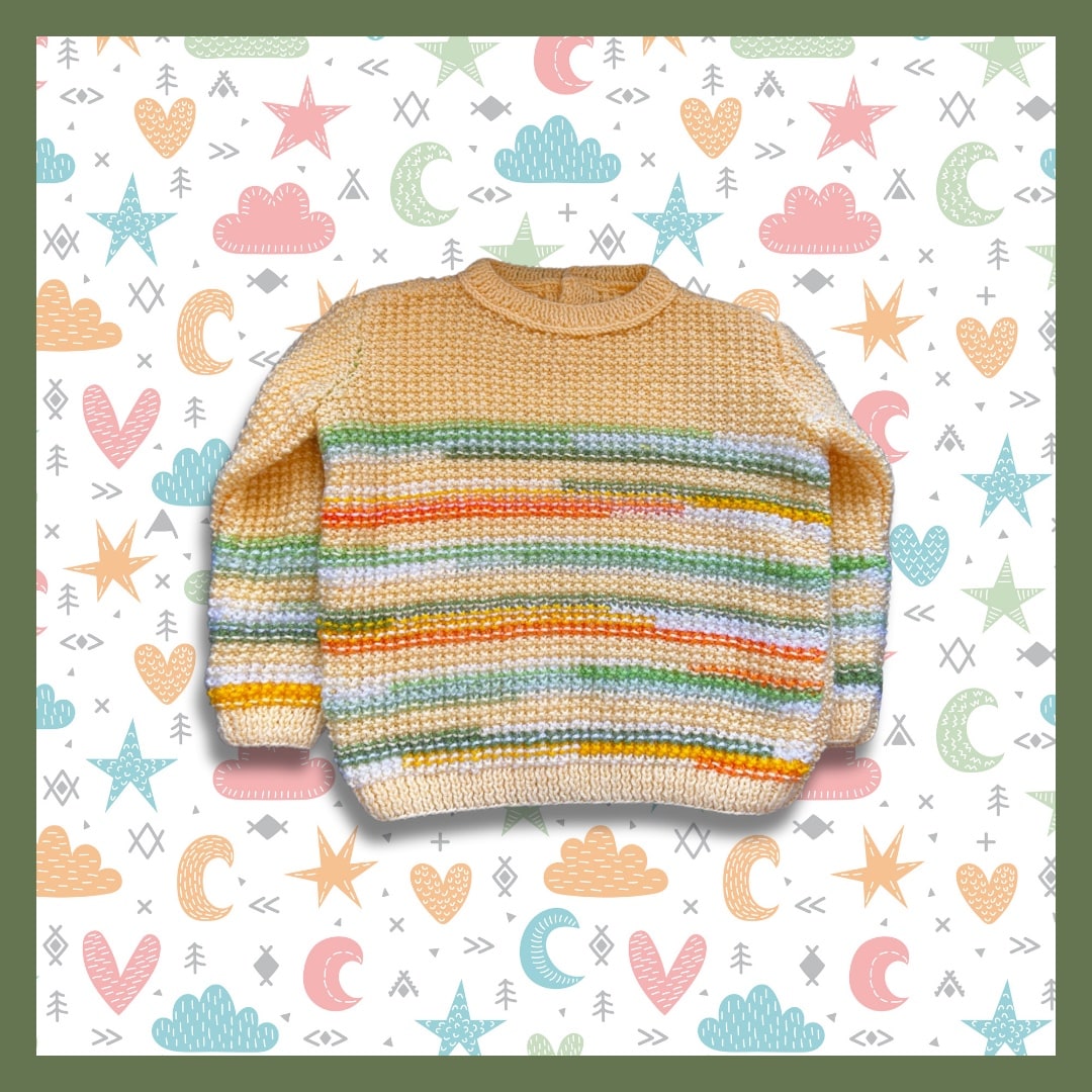 Yellow kids sweater with multicolor gradient
