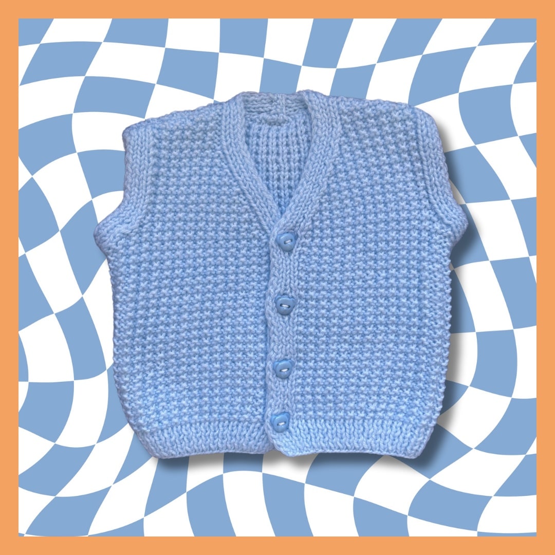 Sky blue baby cardigan, 1 month