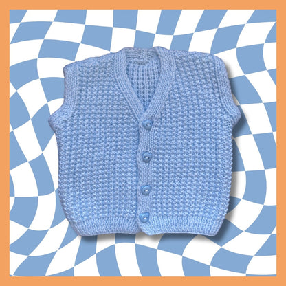 Sky blue baby cardigan, 1 month
