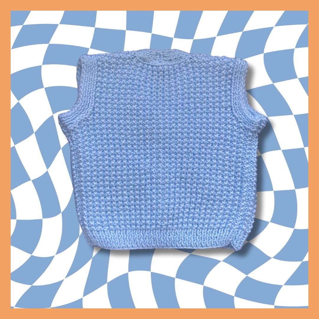 Sky blue baby cardigan, 1 month
