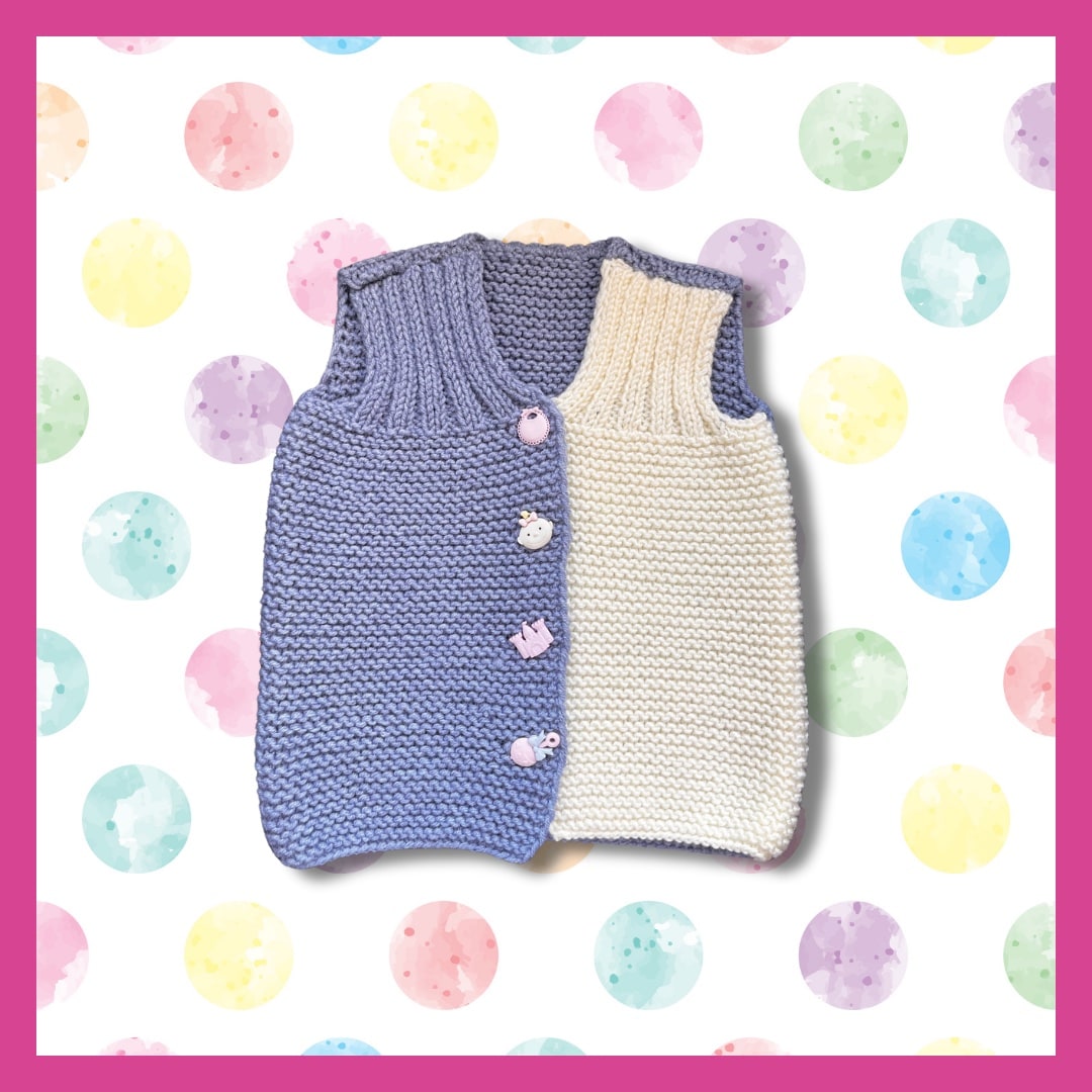 Kids sleeveless cardigan purple and cream