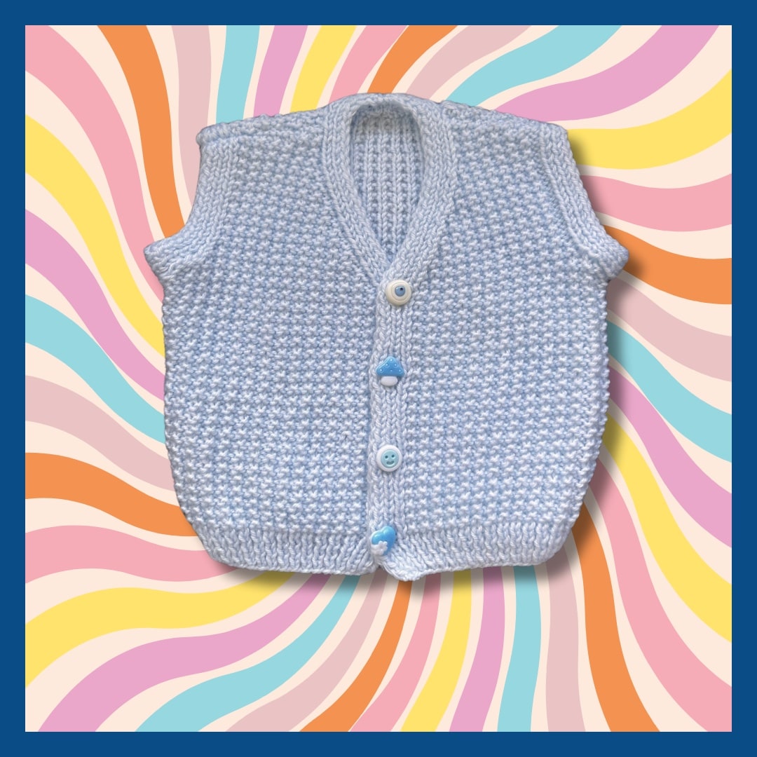 Sky blue baby cardigan, 3 mois