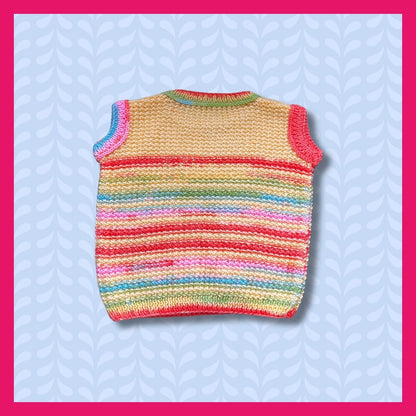 Sleeveless kids cardigan multicolor