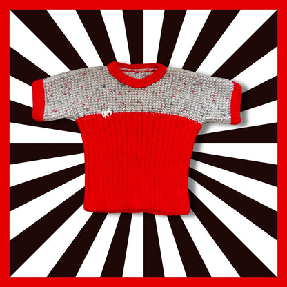 Short-sleeve sweater red and grey