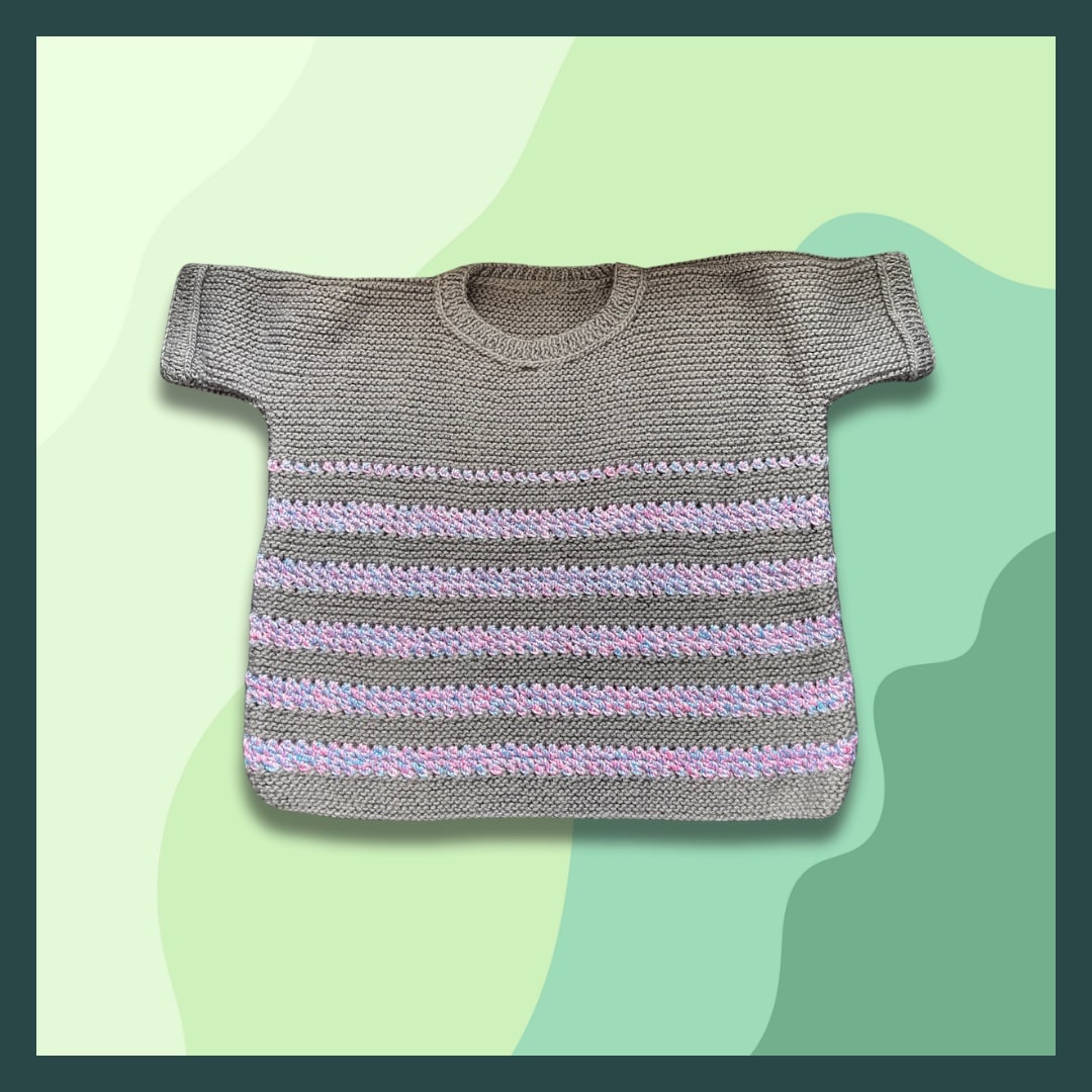 Short-sleeve striped sweater multicolor