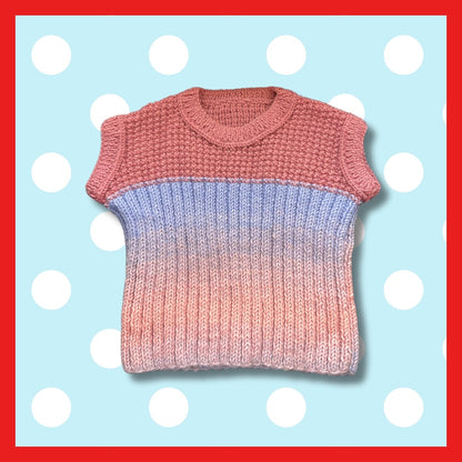 Sleeveless sweater gradient pink and blue