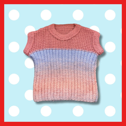 Sleeveless sweater gradient pink and blue
