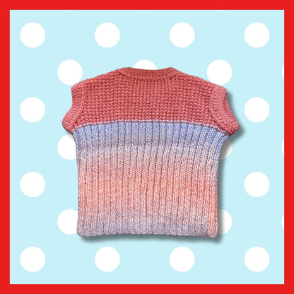 Sleeveless sweater gradient pink and blue