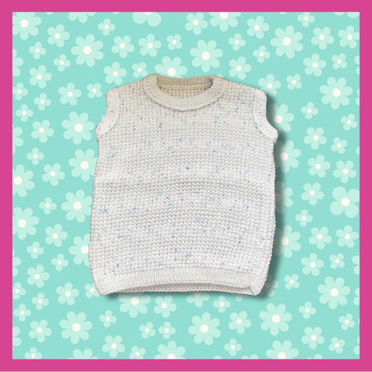 Blue sweater with tiny blue and violet dots