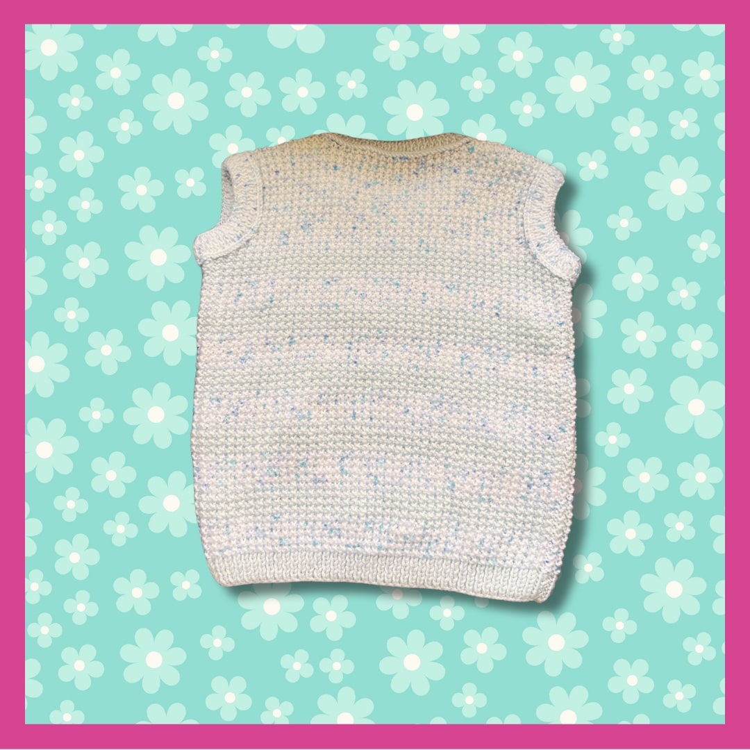 Blue sweater with tiny blue and violet dots