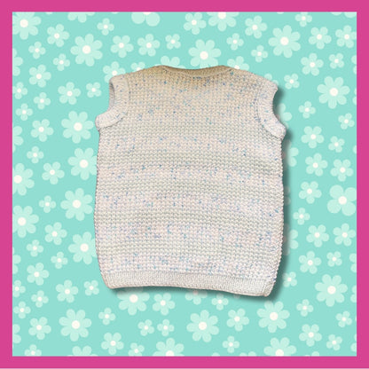 Blue sweater with tiny blue and violet dots