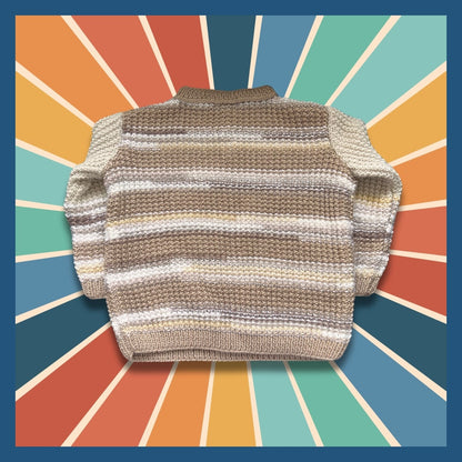 Sweater with beige, brown and white stripes
