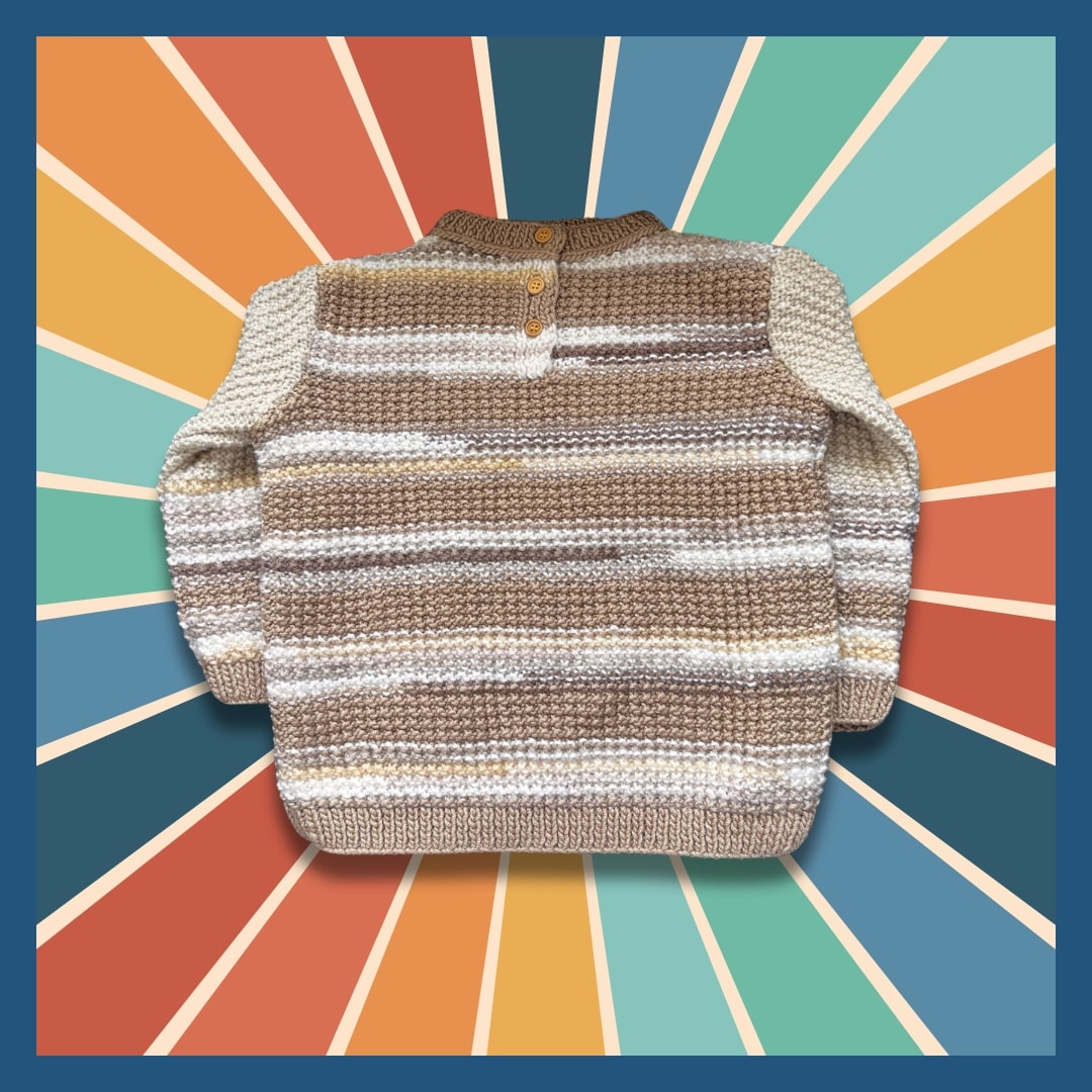 Sweater with beige, brown and white stripes
