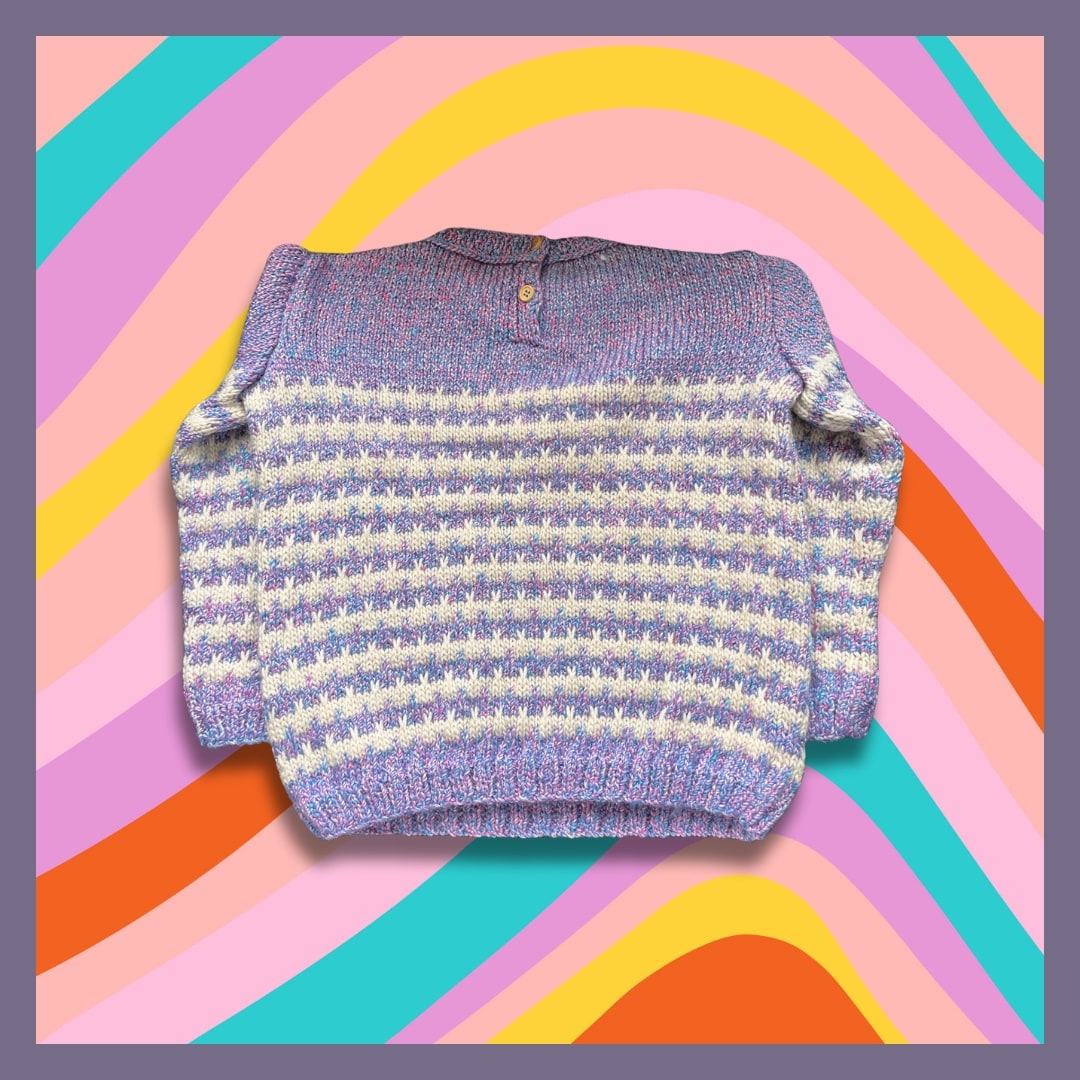 Kids sweater in purple and white
