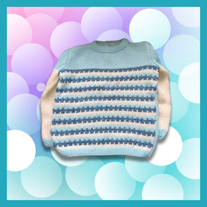Kids sweater in blue and white