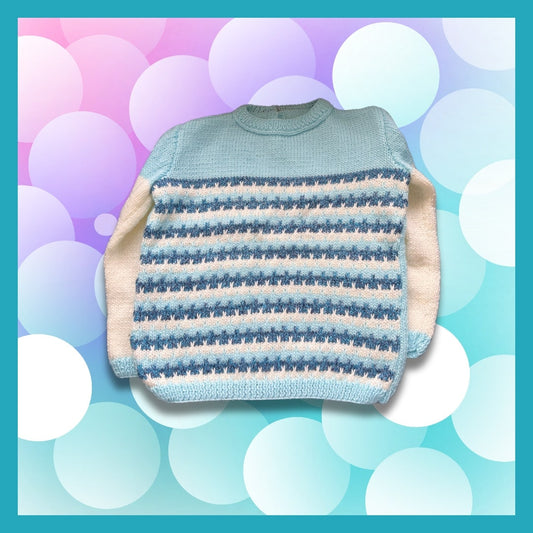 Kids sweater in blue and white