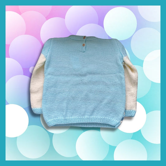 Kids sweater in blue and white