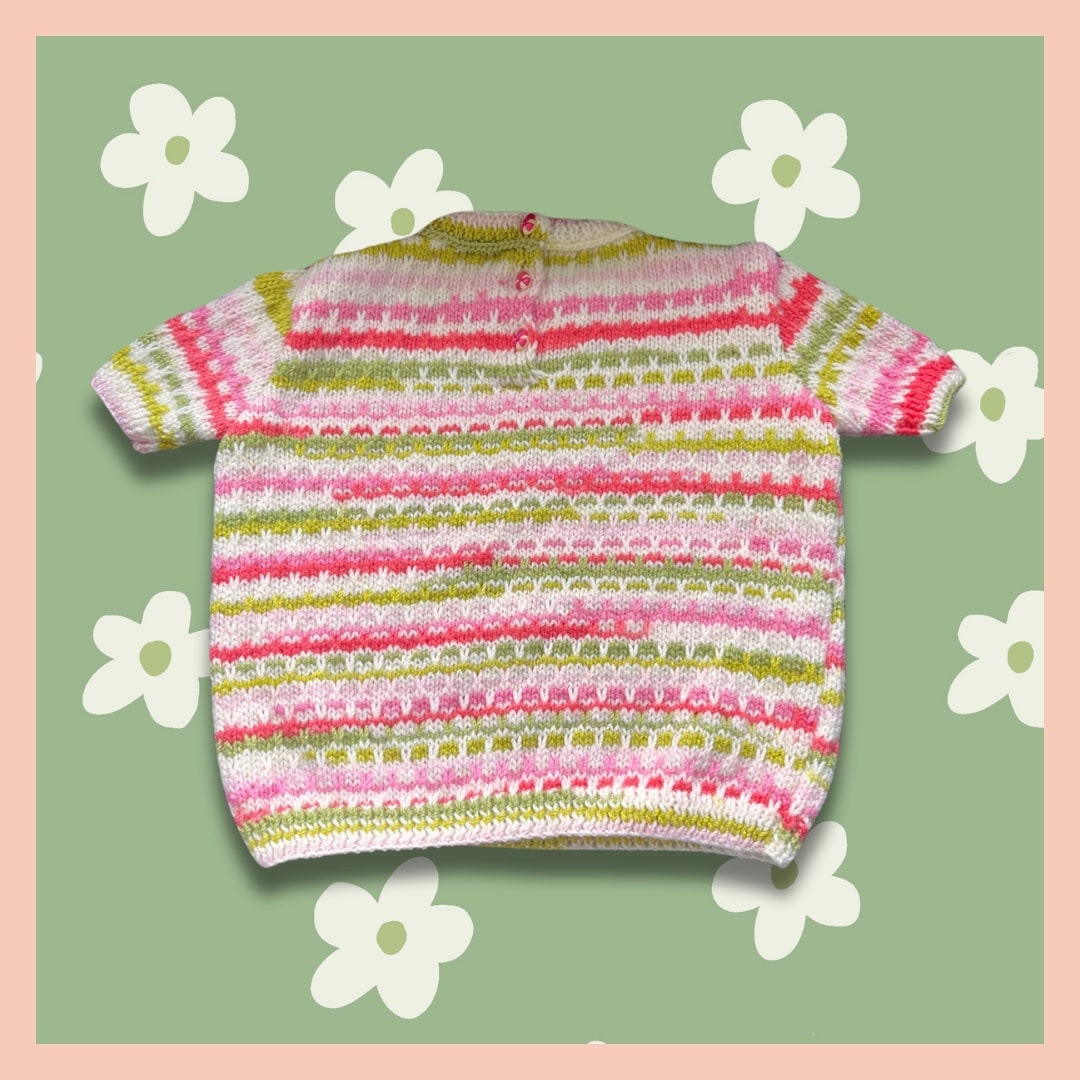 Pink, lime green and white sweater