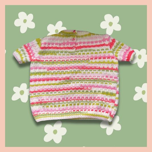 Pink, lime green and white sweater