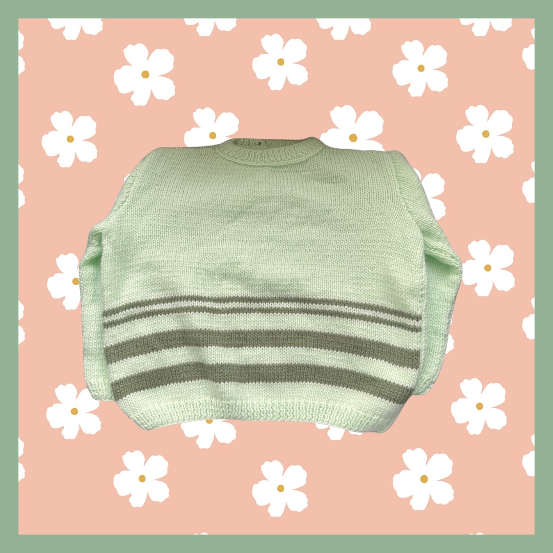 Light green striped kids sweater