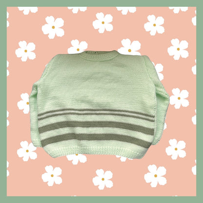 Light green striped kids sweater