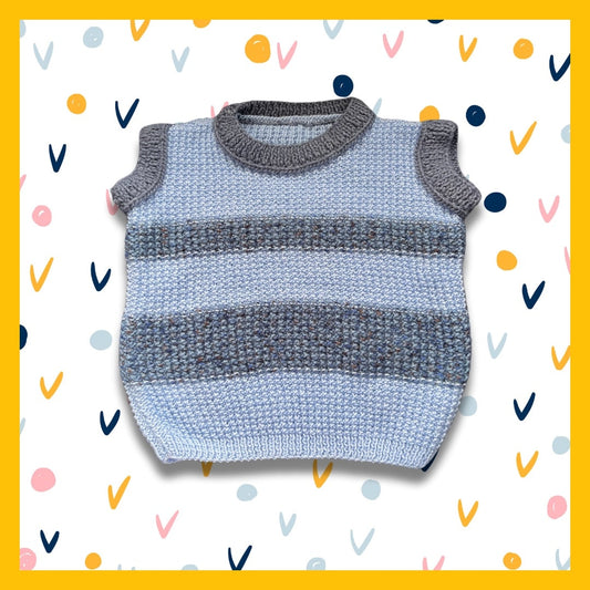 Sweater with shades of blue, and gray