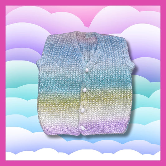 Gradient sleeveless baby cardigan