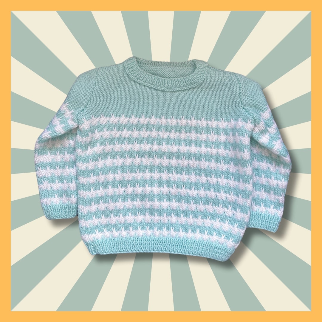 Mint and white kids sweater