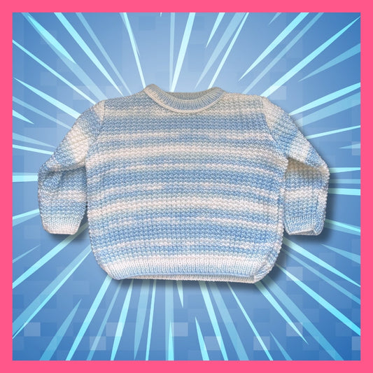 Gradient blue and white kids sweater