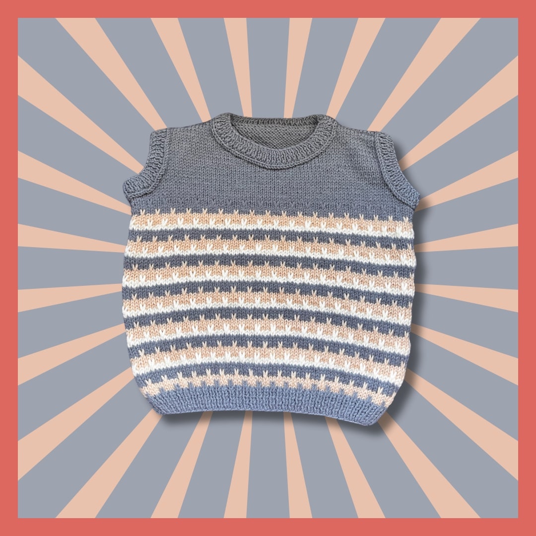 Grey sleeveless kids pullover stripes