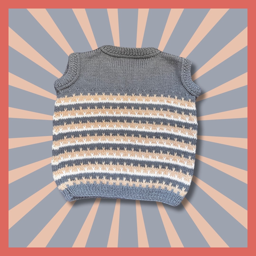 Grey sleeveless kids pullover stripes