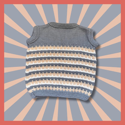 Grey sleeveless kids pullover stripes