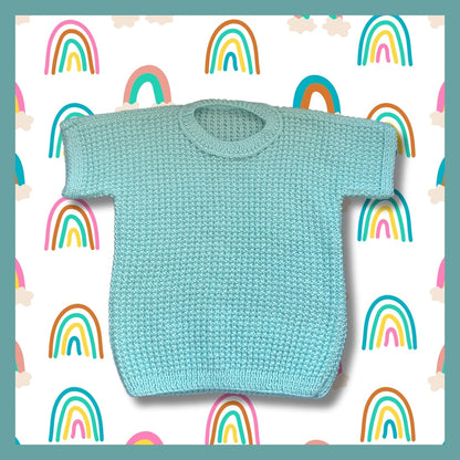 Turquoise short-sleeve kids sweater
