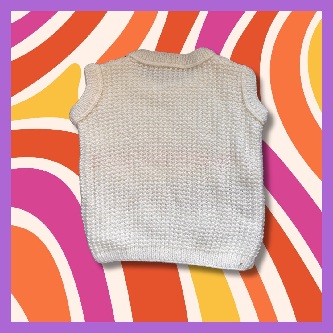 White kids pullover with multicolor stripes