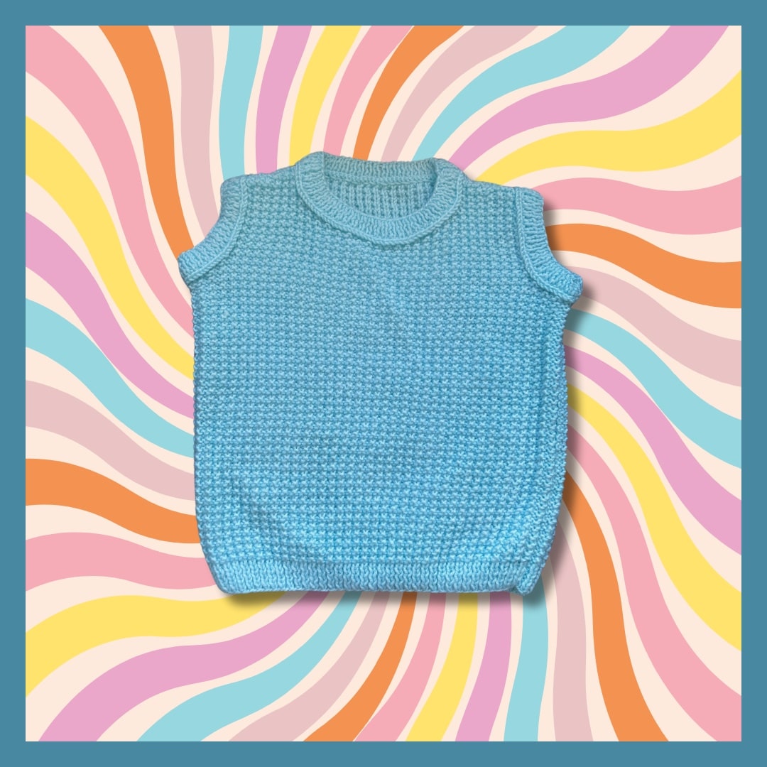 Light blue sleeveless kids sweater